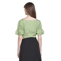 DRAAX fashions Women Green Ruffled Crop Top(S;Green)-thumb3
