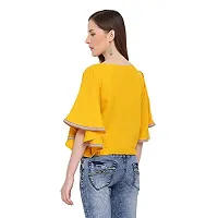 DRAAX fashions Women Yellow Solid Top with Sleeves (XS; Yellow)-3/4thsleeve-thumb3