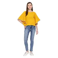 DRAAX fashions Women Yellow Solid Top with Sleeves (S; Yellow)-3/4thsleeve-thumb4