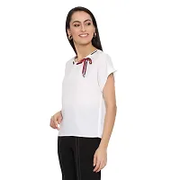DRAAX fashions Women White Top with Yoke (XL; White)-Short Sleeve-thumb1