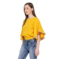 DRAAX fashions Women Yellow Solid Top with Sleeves (XS; Yellow)-3/4thsleeve-thumb1