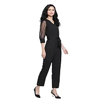 DRAAX fashions Women Black Ballon Net Sleeve Jumpsuit (XS ; Black)-thumb2