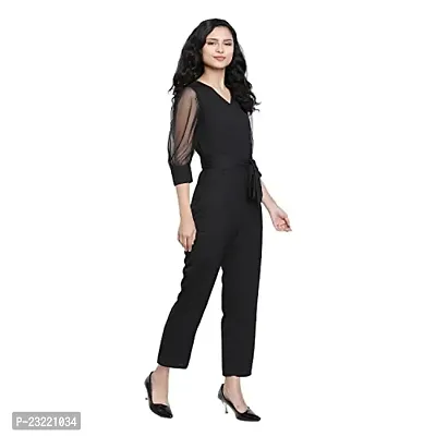 DRAAX fashions Women Black Ballon Net Sleeve Jumpsuit (XS ; Black)-thumb3