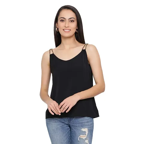 DRAAX fashions Women Black Solid Top with Laces
