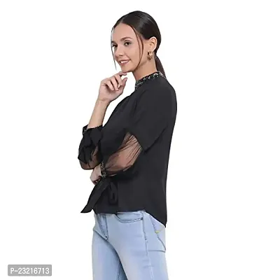 DRAAX fashions Women Black Solid Styled Back Top-thumb2