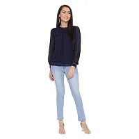 DRAAX fashions Women Blue Embellished Solid Top (XL; Blue)-Short Sleeve-thumb4