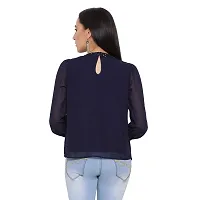 DRAAX fashions Women Blue Embellished Solid Top (XL; Blue)-Short Sleeve-thumb3