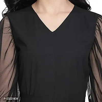 DRAAX fashions Women Black Ballon Net Sleeve Jumpsuit (XS ; Black)-thumb5