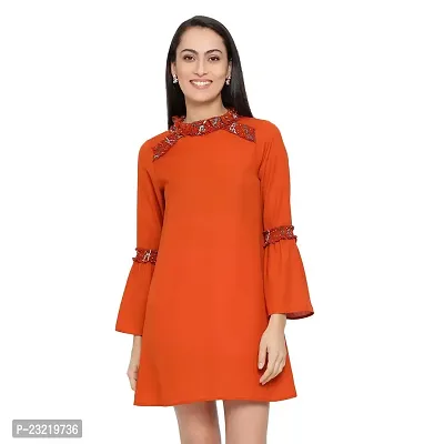 DRAAX fashions Women Brown A-Line Dress (XL; Brown)-3/4thsleeve