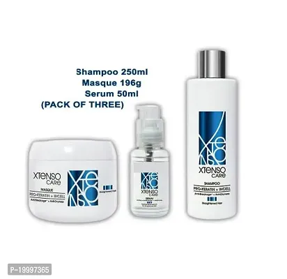 Xtenso Care Shampoo + mask + Serum Combo Pack for Straightened Hair (250ml + 196gm + 50ml)| Hair Care Regimen for Straightened Hair