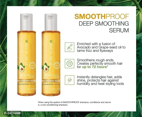 Biolage Smoothproofl Hair Serum for Frizzy Hair With Avocado  Grape Seed Oil | Natural  Vegan (100 ml) pack of 02-thumb2