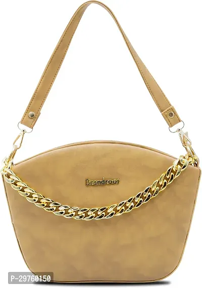 Stylish Tan PU Solid Handbags For Women