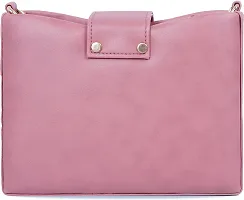 Stylish Pink PU Solid Handbags For Women-thumb1