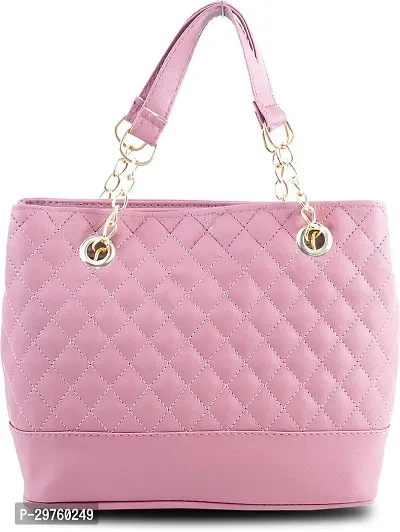 Stylish Pink PU Solid Handbags For Women