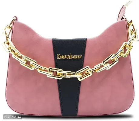 Stylish Pink PU Solid Handbags For Women