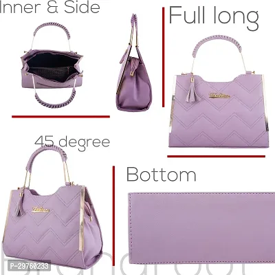 Stylish Purple PU Solid Handbags For Women-thumb3