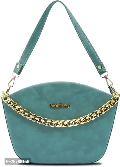 Stylish Green PU Solid Handbags For Women