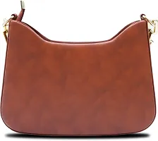 Stylish Brown PU Solid Handbags For Women-thumb1