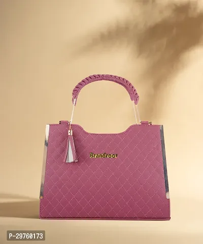 Stylish Pink PU Solid Handbags For Women