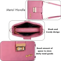 Stylish Pink PU Solid Handbags For Women-thumb3