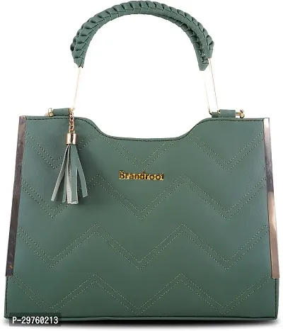 Stylish Green PU Solid Handbags For Women-thumb0