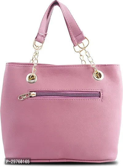 Stylish Pink PU Solid Handbags For Women-thumb2