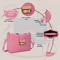 Stylish Pink PU Solid Handbags For Women-thumb4