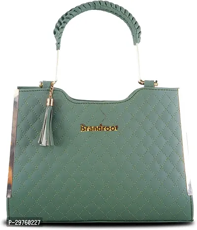 Stylish Green PU Solid Handbags For Women-thumb0