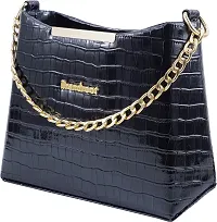 Stylish Black PU Solid Handbags For Women-thumb2