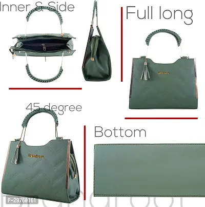 Stylish Green PU Solid Handbags For Women-thumb5