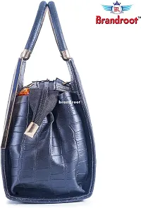 Stylish Navy Blue PU Solid Handbags For Women-thumb4