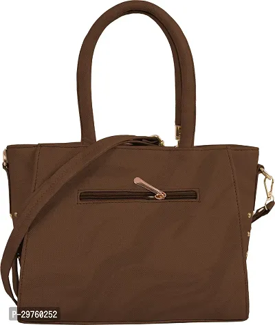 Stylish Brown PU Solid Handbags For Women-thumb0