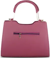 Stylish Pink PU Solid Handbags For Women-thumb3