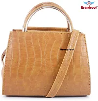 Stylish Brown PU Solid Handbags For Women-thumb1