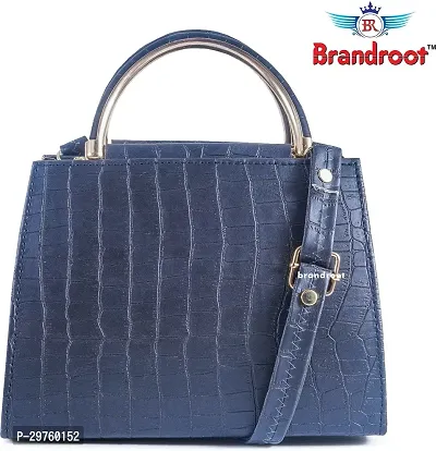 Stylish Navy Blue PU Solid Handbags For Women-thumb2