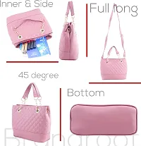 Stylish Pink PU Solid Handbags For Women-thumb2