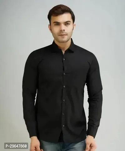 Reliable Black Cotton Solid Casual Shirt For Men