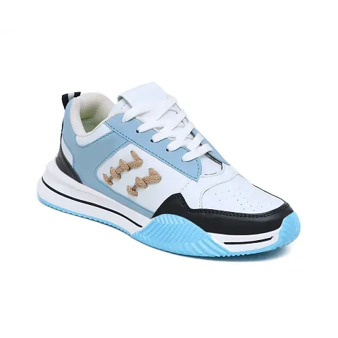 FIGOR Men's Sky Blue Synthetic Lace-up Smarfit and Lightweight Sports Shoes