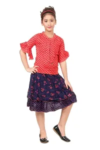 Trendy Rayon Printed Top with Skirt for Girls-thumb1
