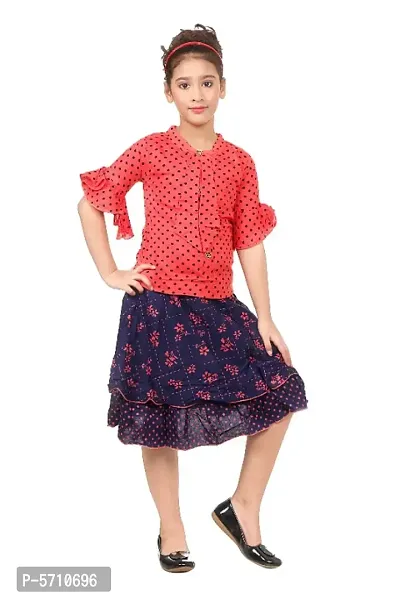 Trendy Rayon Printed Top with Skirt for Girls-thumb2