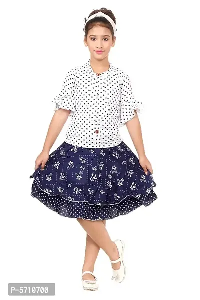 Trendy Rayon Printed Top with Skirt for Girls