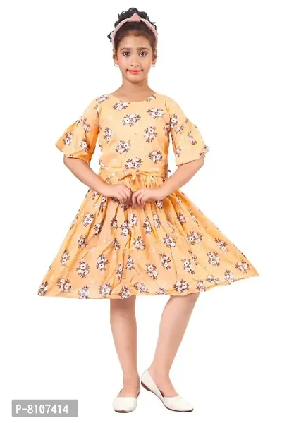 Trendy Cotton Flower Peach Pink Frock-thumb0