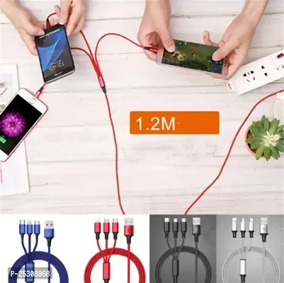 Pitambara 3 in 1 Fast Multi Charger Data Cable for 3 Type Android, iOS and Type C Devices (1.2M, Multicolour)-thumb4