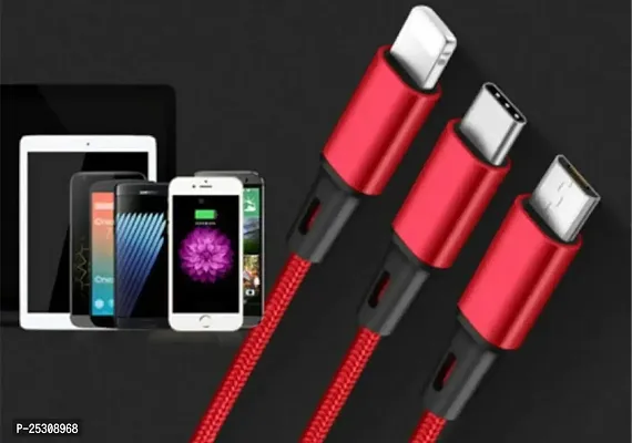 Pitambara 3 in 1 Fast Multi Charger Data Cable for 3 Type Android, iOS and Type C Devices (1.2M, Multicolour)-thumb5