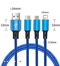 Pitambara 3 in 1 Fast Multi Charger Data Cable for 3 Type Android, iOS and Type C Devices (1.2M, Multicolour)-thumb1