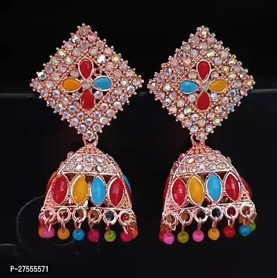 Laksh Ar Enterprise Pack Of 2 Fancy Jhumka Jhumi White Golden-thumb0