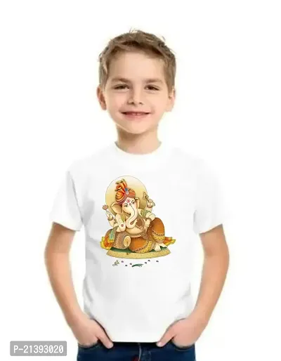 Elegant Cotton Printed Round Neck T-Shirts For Boys