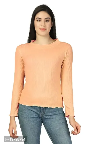Label NYC Apparel Full Sleeve Turtle Neck Women Ribbed Casual TOP | Top for Women | Top for Girl | Women Casual Top (Pack of One)-thumb0