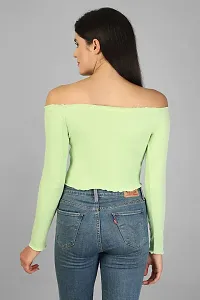 Label NYC Apparel Off Shoulder Ribbed Cropped Top | Top for Women | Top for Girl | Women Casual Top (Pack of One)-thumb3