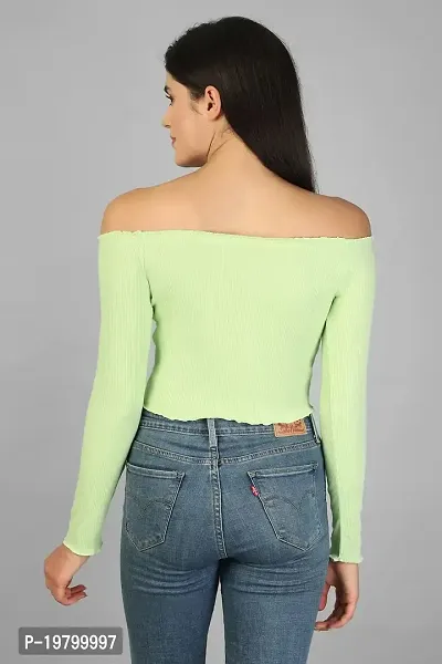 Label NYC Apparel Off Shoulder Ribbed Cropped Top | Top for Women | Top for Girl | Women Casual Top (Pack of One)-thumb4